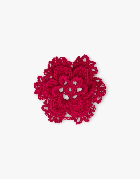 Amarantowa broszka szydełkowa kwiat handmade - mała przestrzenna ozdoba ręcznie robiona Amarantowa broszka szydełkowa kwiat handmade - mała przestrzenna ozdoba ręcznie robiona