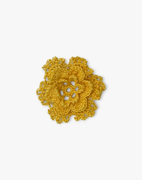 Zółta broszka szydełkowa kwiat handmade - mała przestrzenna ozdoba ręcznie robiona Zółta broszka szydełkowa kwiat handmade - mała przestrzenna ozdoba ręcznie robiona
