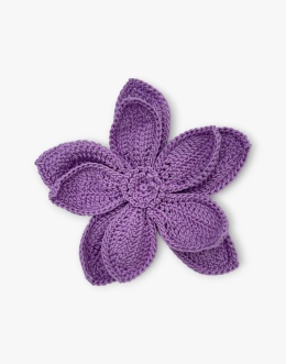 Fioletowa broszka szydełkowa kwiat handmade - duża przestrzenna ozdoba ręcznie robiona