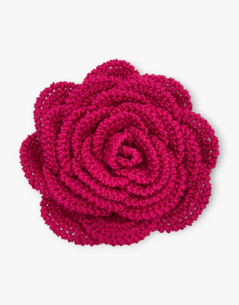 Amarantowa broszka szydełkowa róża handmade - duża przestrzenna ozdoba ręcznie robiona Amarantowa broszka szydełkowa róża handmade - duża przestrzenna ozdoba ręcznie robiona