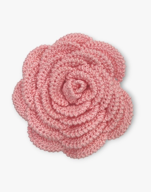 Różowa broszka szydełkowa róża handmade - duża przestrzenna ozdoba ręcznie robiona Różowa broszka szydełkowa róża handmade - duża przestrzenna ozdoba ręcznie robiona