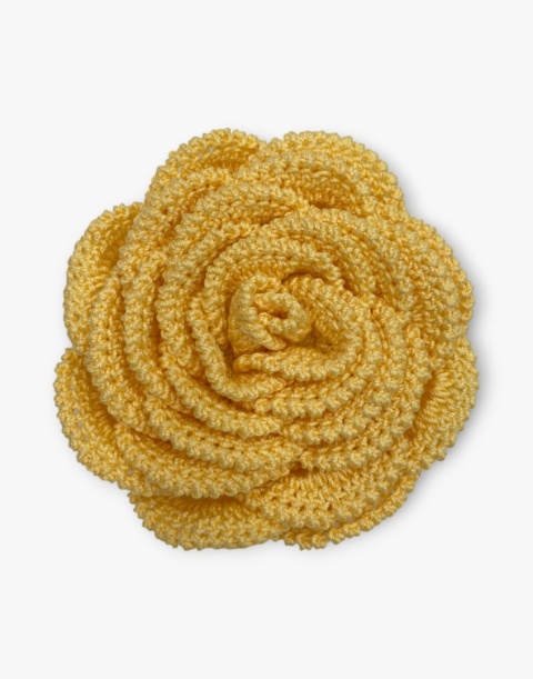 Żółta broszka szydełkowa róża handmade - duża przestrzenna ozdoba ręcznie robiona Żółta broszka szydełkowa róża handmade - duża przestrzenna ozdoba ręcznie robiona