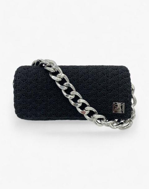 Srebrny łańcuch gruby i torebka szydełkowa kopertówka - stylowy handmade dodatek Srebrny łańcuch gruby i torebka szydełkowa kopertówka - stylowy handmade dodatek
