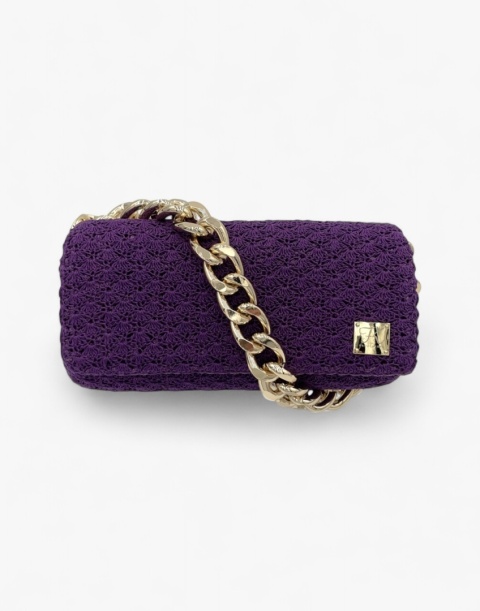 Złoty łańcuch gruby i torebka szydełkowa kopertówka - stylowy handmade dodatek Złoty łańcuch gruby i torebka szydełkowa kopertówka - stylowy handmade dodatek
