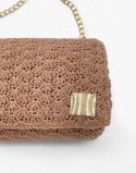 Bezowa torebka szydełkowa kopertówka handmade – elegancka mała torebka ręcznie robiona