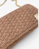 Bezowa torebka szydełkowa kopertówka handmade – elegancka mała torebka ręcznie robiona
