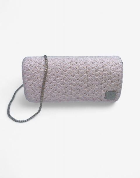 Jasnoróżowa torebka szydełkowa kopertówka handmade – elegancka mała torebka ręcznie robiona