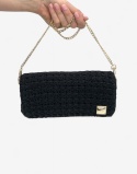 Czarna torebka szydełkowa kopertówka handmade – elegancka mała torebka ręcznie robiona