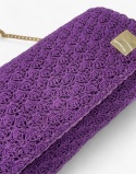 Fioletowa torebka szydełkowa kopertówka handmade – elegancka mała torebka ręcznie robiona