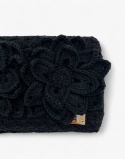 Czarna torebka szydełkowa z kwiatami lotosu handmade – elegancka torebka ręcznie robiona
