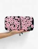 Czarna torebka szydełkowa z kwiatami wiśni handmade – elegancka torebka ręcznie robiona