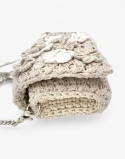 Czarna torebka szydełkowa z kwiatami handmade – elegancka torebka ręcznie robiona