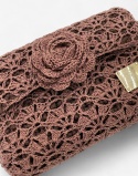 Brązowa mini torebka szydełkowa kopertówka handmade – elegancka torebka ręcznie robiona