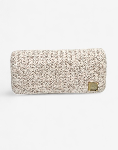 Biała torebka szydełkowa z metalizowaną nicią miedzianą handmade – elegancka torebka ręcznie robiona