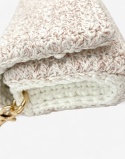 Biała torebka szydełkowa z metalizowaną nicią miedzianą handmade – elegancka torebka ręcznie robiona