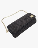 Czarna torebka szydełkowa z metalizowaną nicią miedzianą handmade – elegancka torebka ręcznie robiona