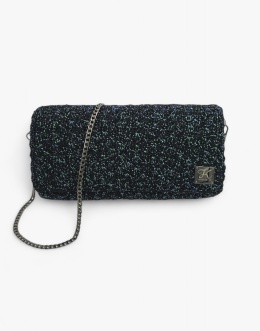 Czarna torebka szydełkowa z metalizowaną nicią handmade – elegancka torebka ręcznie robiona