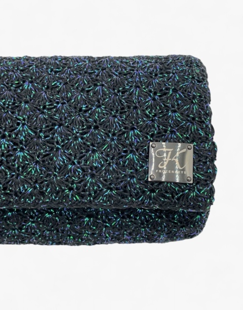 Czarna torebka szydełkowa z metalizowaną nicią handmade – elegancka torebka ręcznie robiona Czarna torebka szydełkowa z metalizowaną nicią handmade – elegancka torebka ręcznie robiona