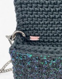 Czarna torebka szydełkowa z metalizowaną nicią handmade – elegancka torebka ręcznie robiona