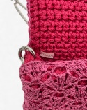 Różowa torebka szydełkowa z metalizowaną nicią handmade – elegancka torebka ręcznie robiona