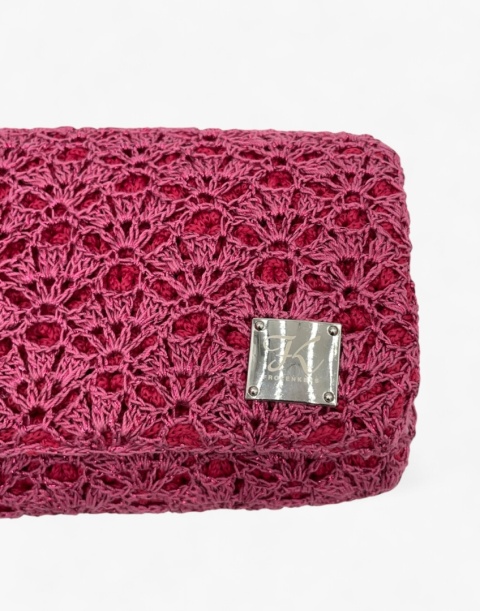 Różowa torebka szydełkowa z metalizowaną nicią handmade – elegancka torebka ręcznie robiona Różowa torebka szydełkowa z metalizowaną nicią handmade – elegancka torebka ręcznie robiona