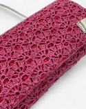 Różowa torebka szydełkowa z metalizowaną nicią handmade – elegancka torebka ręcznie robiona