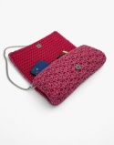 Różowa torebka szydełkowa z metalizowaną nicią handmade – elegancka torebka ręcznie robiona