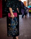 Różowa torebka szydełkowa z metalizowaną nicią handmade – elegancka torebka ręcznie robiona