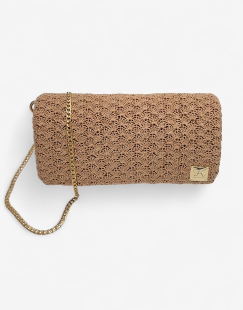 Złota torebka szydełkowa z metalizowaną nicią handmade – elegancka torebka ręcznie robiona