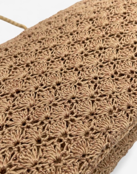 Złota torebka szydełkowa z metalizowaną nicią handmade – elegancka torebka ręcznie robiona