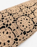 Złota torebka szydełkowa z metalizowaną nicią w granny square handmade – elegancka torebka ręcznie robiona