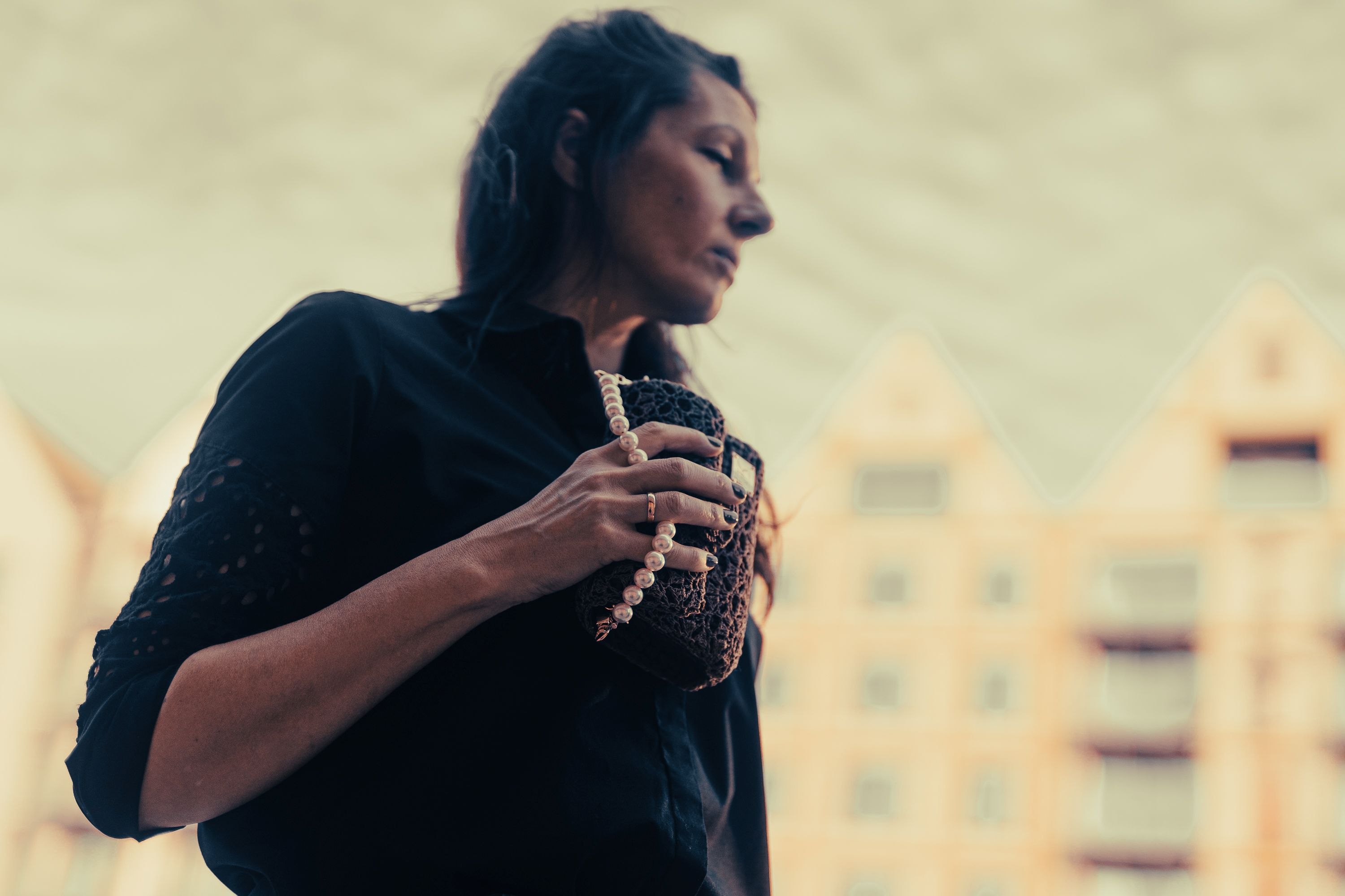 ręcznie robiona brązowa torebka